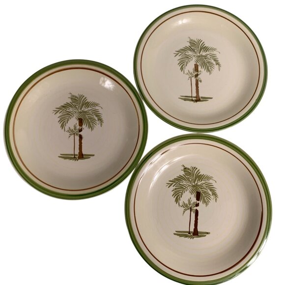 Mainstays Palm Villa Salad Plates Lot of 3 Palm Trees - Picture 2 of 12